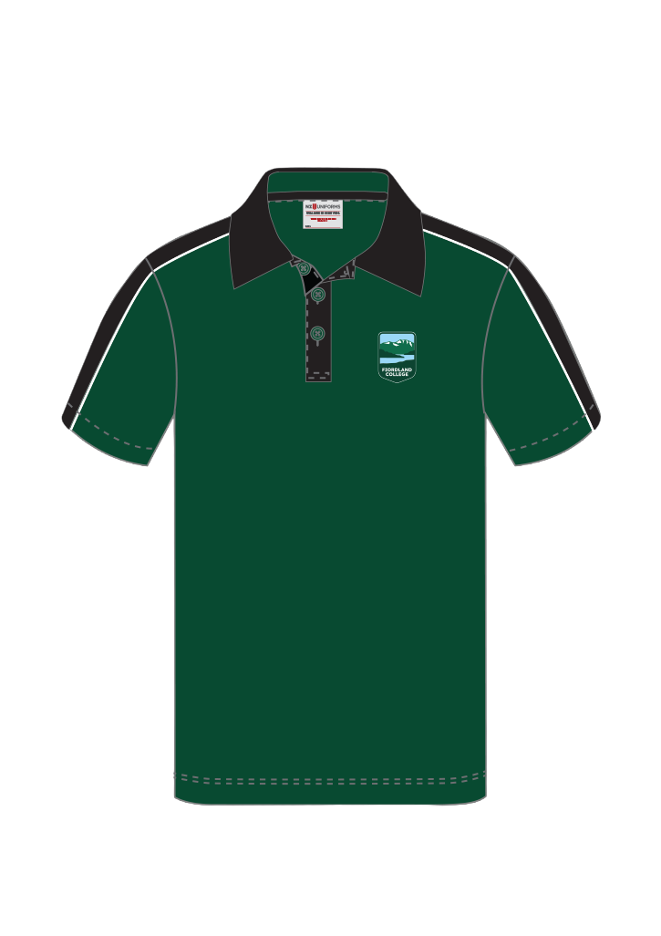 Fiordland College Junior SS Polo Black/Forest